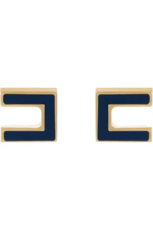 Elisabetta Franchi Accessoires, Dames, Blauw, ONE Size, Double C Logo Oorbellen