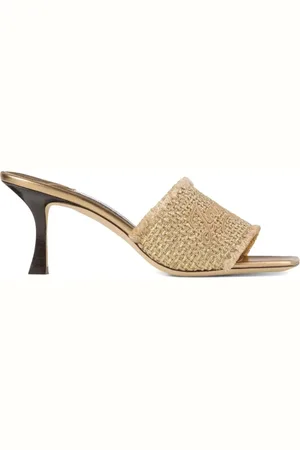 Jimmy Choo Schoenen, Dames, , 37 EU, Rafia Lurex Sandaal in Goud