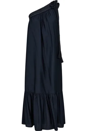 Co`Couture Kleedjes, Dames, Blauw, XS, Asymmetrische One-Shoulder Jurk met Flounce Detail