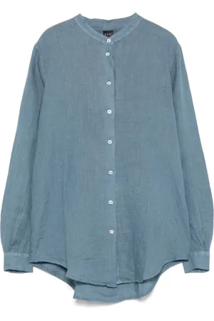FAY Blouses & Shirts, Dames, Blauw, S, Linnen, Linnen Overhemd