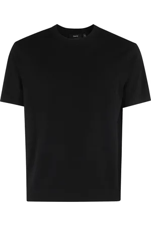 THEORY Tops, Heren, Zwart, M, Polyester, Zwarte Gebreide Tee