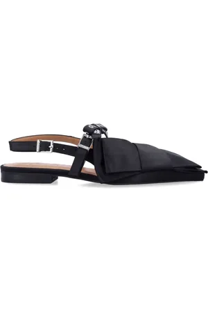 Ganni Schoenen, Dames, Zwart, 37 EU, Polyester, Ballerina`s met Strik