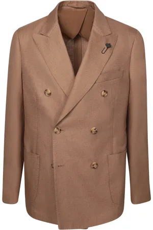 LARDINI Jassen, Heren, Bruin, 2Xl, Katoen, Beige Dubbelrijige Blazer voor Mannen