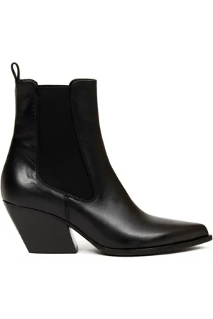 Elena Iachi Schoenen, Dames, Zwart, 37 1/2 EU, Leer, Zwarte Leren Beatles Boots