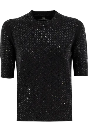 ERMANNO SCERVINO Truien, Dames, Zwart, S, Wol, Gebreide trui met korte mouwen