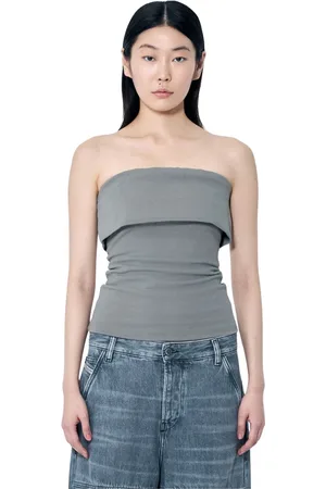 Entire Studios Tops, Dames, Grijs, XS, Katoen, Stretch Bandeau Top met Ritssluiting