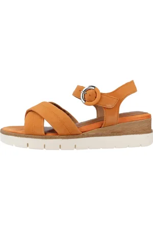 Tamaris Schoenen, Dames, Oranje, 39 EU, Leer, Platte sandalen
