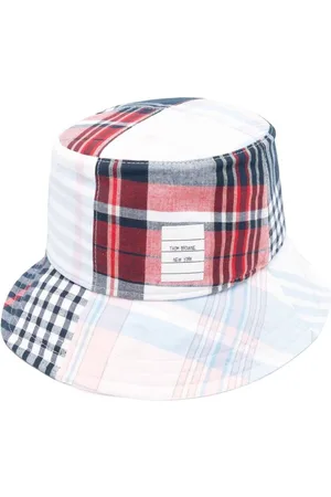 Thom Browne Accessoires, Heren, Veelkleurig, M, Katoen, Geruite Bucket Hat met Kwarten