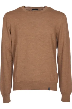 FAY Truien, Heren, Bruin, L, Wol, Trui met ronde hals