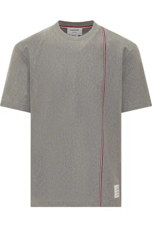 Thom Browne Tops, Heren, Grijs, L, Katoen, T-shirt met korte mouwen van medium-weight jersey