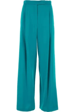 Max Mara Broeken, Dames, Blauw, M, Satijn, Fiesta Wide-Leg Pant
