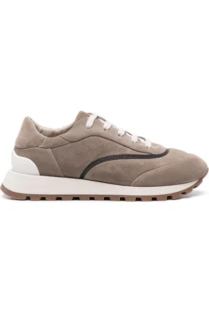 Brunello Cucinelli Schoenen, Dames, , 38 1/2 EU, Leer, Leren Chain Sneakers