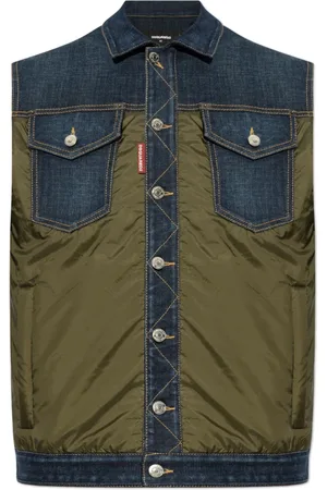 Dsquared2 Jassen, Heren, Groen, M, Denim, Vest van gecombineerde materialen
