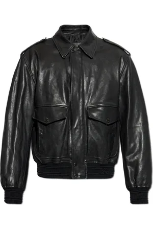 Burberry Jassen, Heren, Zwart, L, Leer, Leren Bomberjack