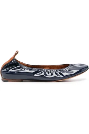 Lanvin Schoenen, Dames, Blauw, 38 EU, Leer, De Ballerina Flat In Lakleer