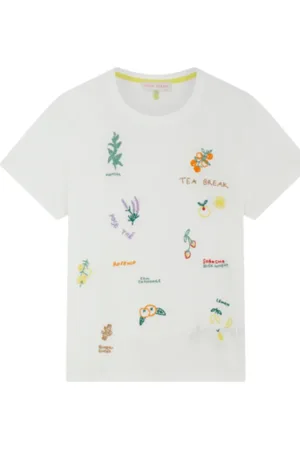 MIRA MIKATI Tops, Dames, Wit, M, Katoen, Geborduurd wit T-shirt - Korte mouw