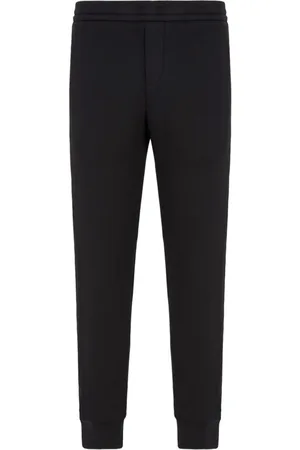 Emporio Armani Broeken, Heren, Zwart, M, Katoen, Zwarte jersey broek met elastische tailleband