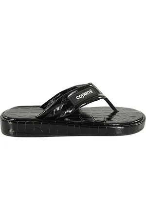 COPERNI Schoenen, Dames, Zwart, 38 EU, Leer, Croco Flip Flop met merknaam
