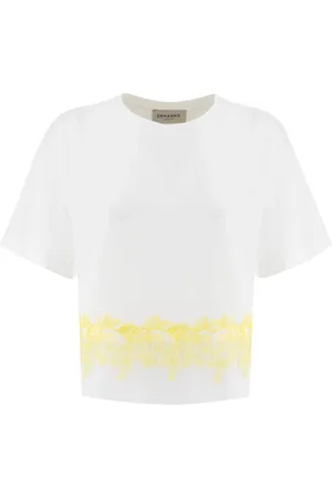 ERMANNO SCERVINO Tops, Dames, Wit, L, Katoen, Floral Lace T-Shirt