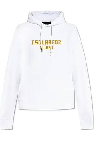 Dsquared2 Sweatshirts & Hoodies, Dames, Wit, L, Katoen, Hoodie met Logo-letters