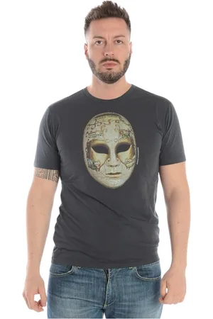 D.A. Daniele Alessandrini Tops, Heren, Grijs, L, Katoen, Muzikale Masker Sweater