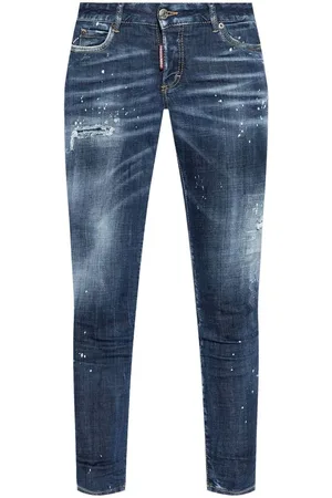 Dsquared2 Jeans, Dames, Blauw, XS, Denim, Marineblauwe Denim Cropped Jeans