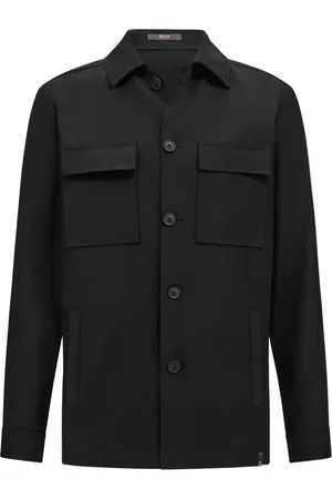 Boggi Milano Jassen, Heren, Zwart, L, Link Wool Shirt Jacket