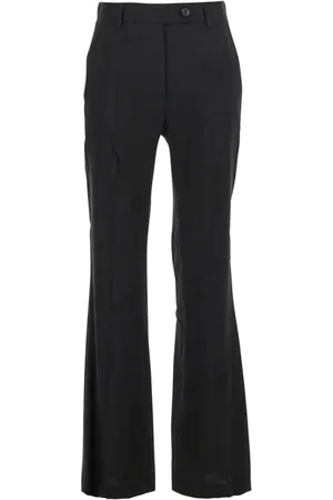 TELA Broeken, Dames, Zwart, L, Linnen, Zwarte Linnen Viscose Broek Vrouw