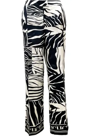 Carolina Herrera Broeken, Dames, Veelkleurig, M, Zebraprint Zijden Rechte Broek