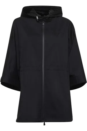 Moncler Mantels, Dames, Zwart, ONE Size, Nylon, Waterafstotende Zwarte Jas met Capuchon