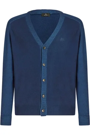 Etro Truien, Heren, Blauw, L, Wol, Cardigan