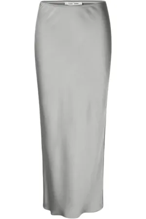 Samsøe Samsøe Kleedjes, Dames, Grijs, L, Elegante Lange Rok in Kalksteen