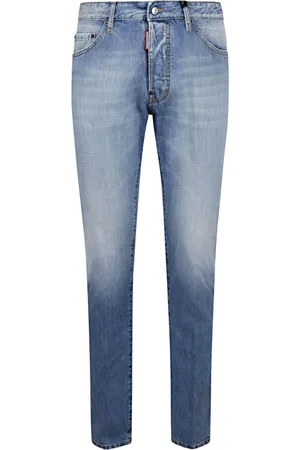 Dsquared2 Jeans, Heren, Blauw, XL, Katoen, Slim Fit Jeans met Rood Label
