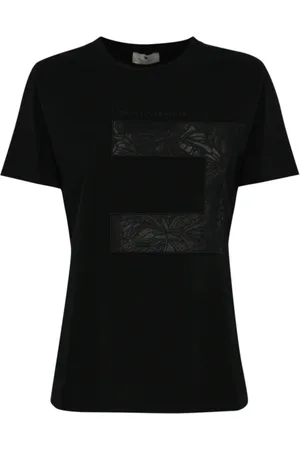 Elisabetta Franchi Tops, Dames, Zwart, XS, Katoen, Logo T-shirt
