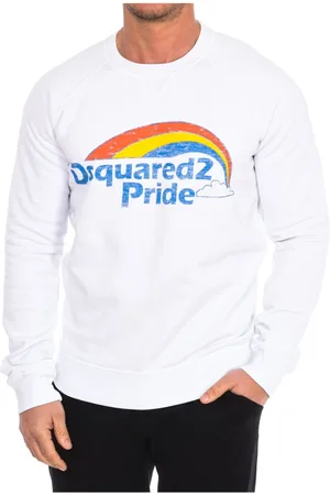 Dsquared2 Sweatshirts & Hoodies, Heren, Wit, M, Katoen, Sweatshirt met lange mouwen en ronde hals