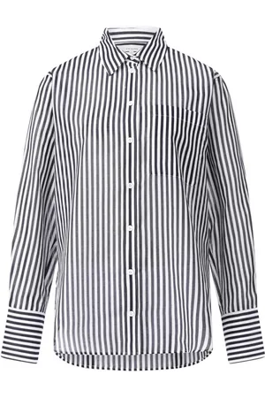 Frame Blouses & Shirts, Dames, Blauw, S, Gestreept Oversized Overhemd