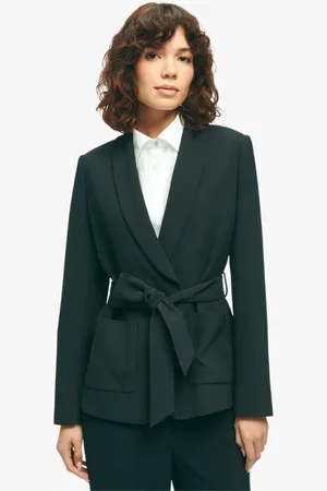 Brooks Brothers Jassen, Dames, Zwart, 2Xs, Polyester, Marineblauwe Stretch Polyester Blazer