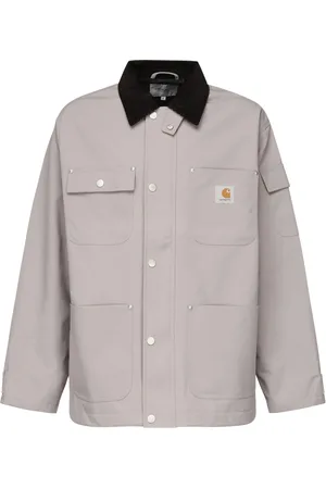 Carhartt Jassen, Heren, Grijs, L, Nylon, Waterdichte Grijze Jas met Fluwelen Kraag