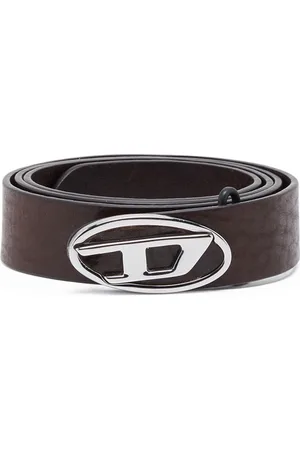 Diesel Accessoires, Heren, Bruin, 100 CM, Leer, Omkeerbare leren riem met ovaal D-logo