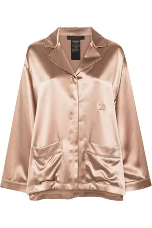 Max Mara Blouses & Shirts, Dames, Bruin, S, Satijn, Zijden Satijnen Shirt