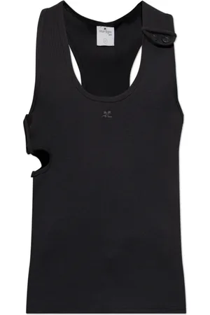 Courrèges Tops, Heren, Zwart, L, Katoen, 90`s Tanktop