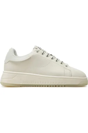 Emporio Armani Schoenen, Dames, , 37 EU, Leer, Transparante Retro Sneakers met Adelaar Logo
