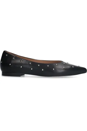 Manfield Schoenen, Dames, Zwart, 40 EU, Zwarte leren ballerina