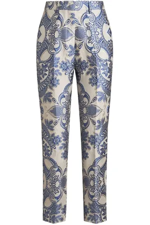 Etro Broeken, Dames, Blauw, L, Marineblauwe Cropped Broek