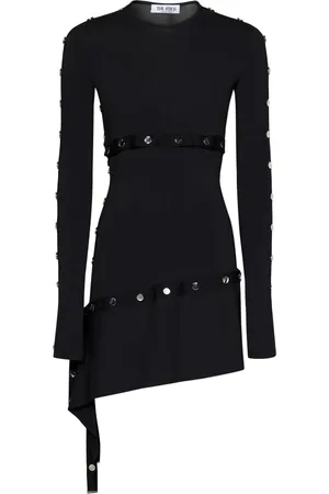 The Attico Kleedjes, Dames, Zwart, 2Xs, Asymmetrische Mini Jurk