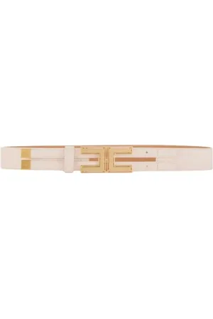 Elisabetta Franchi Accessoires, Dames, , XL, Leer, Leren riem met logo-gesp
