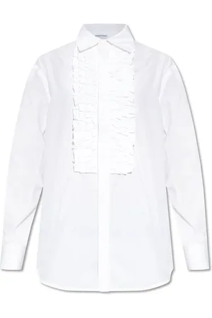 Bottega Veneta Blouses & Shirts, Dames, Wit, 2Xs, Katoen, Shirt met ruches