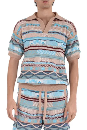 LANEUS Truien, Heren, Veelkleurig, M, Katoen, Jacquard Katoenen Polo Shirt