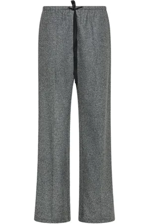 FORTE FORTE Broeken, Dames, Grijs, M, Wol, Grijze wollen broek met wijde pijpen