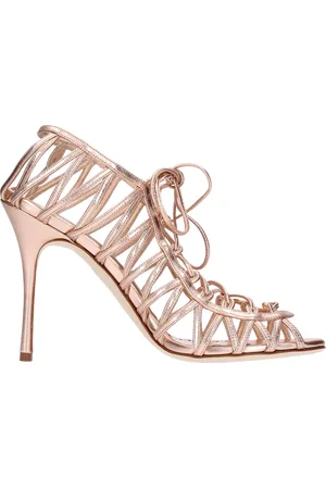Manolo Blahnik Schoenen, Dames, Roze, 36 1/2 EU, Leer, Hamza High Heel Sandalen